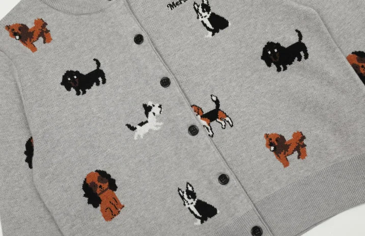 Cropped Sweater Animal PrintJacquard Knit Crew Neck