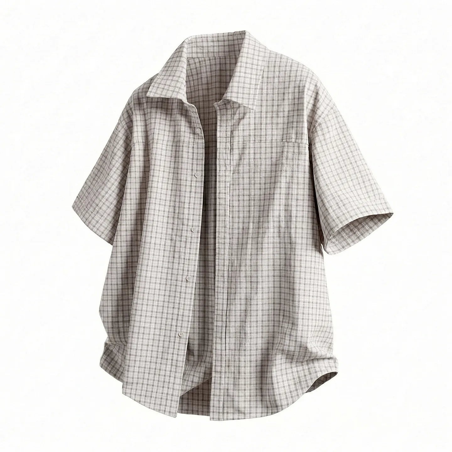 Summer Casual Plaid Button-Up Short Sleeve