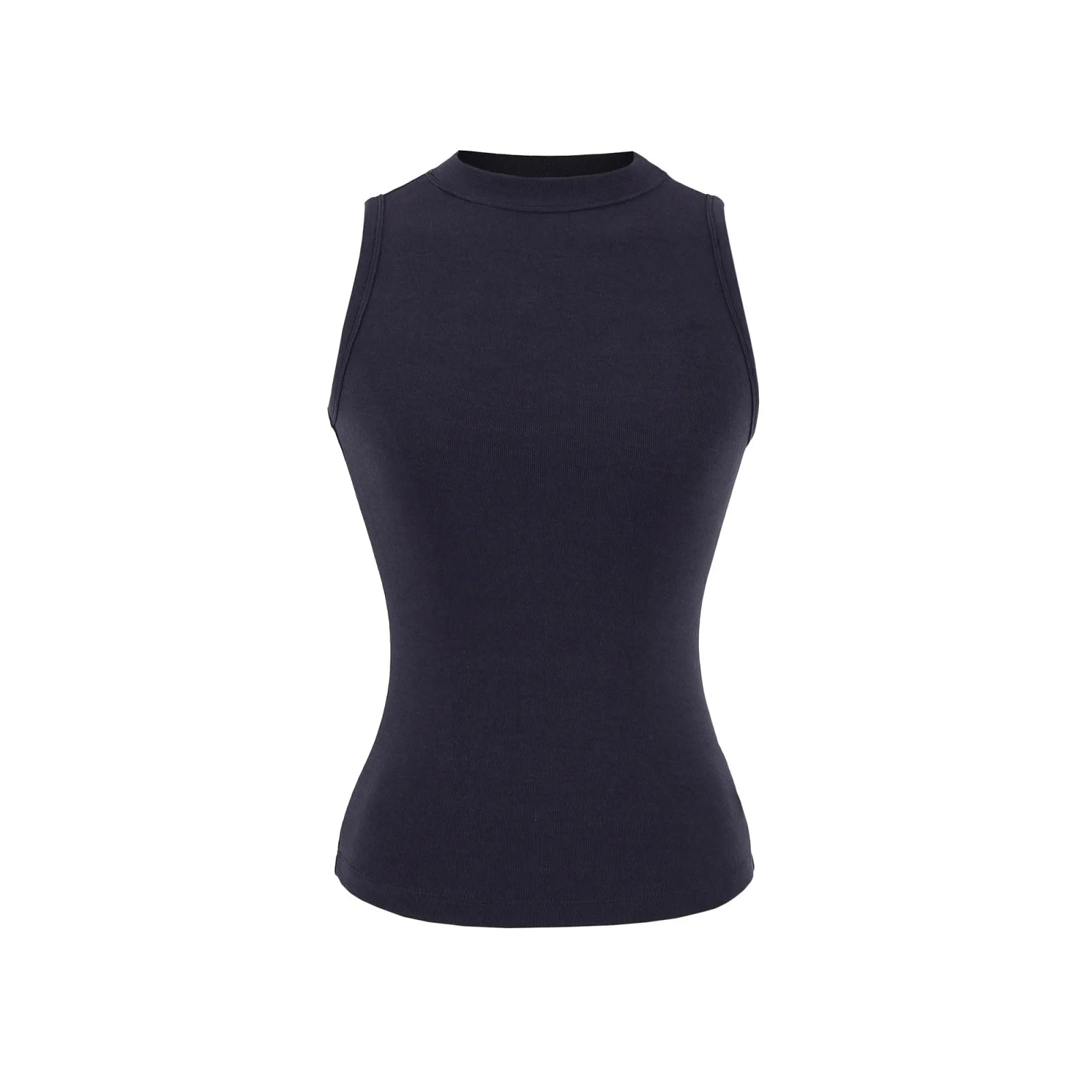 Fashion Ladies Solid Ribbed Sleeveless Women Tank Top