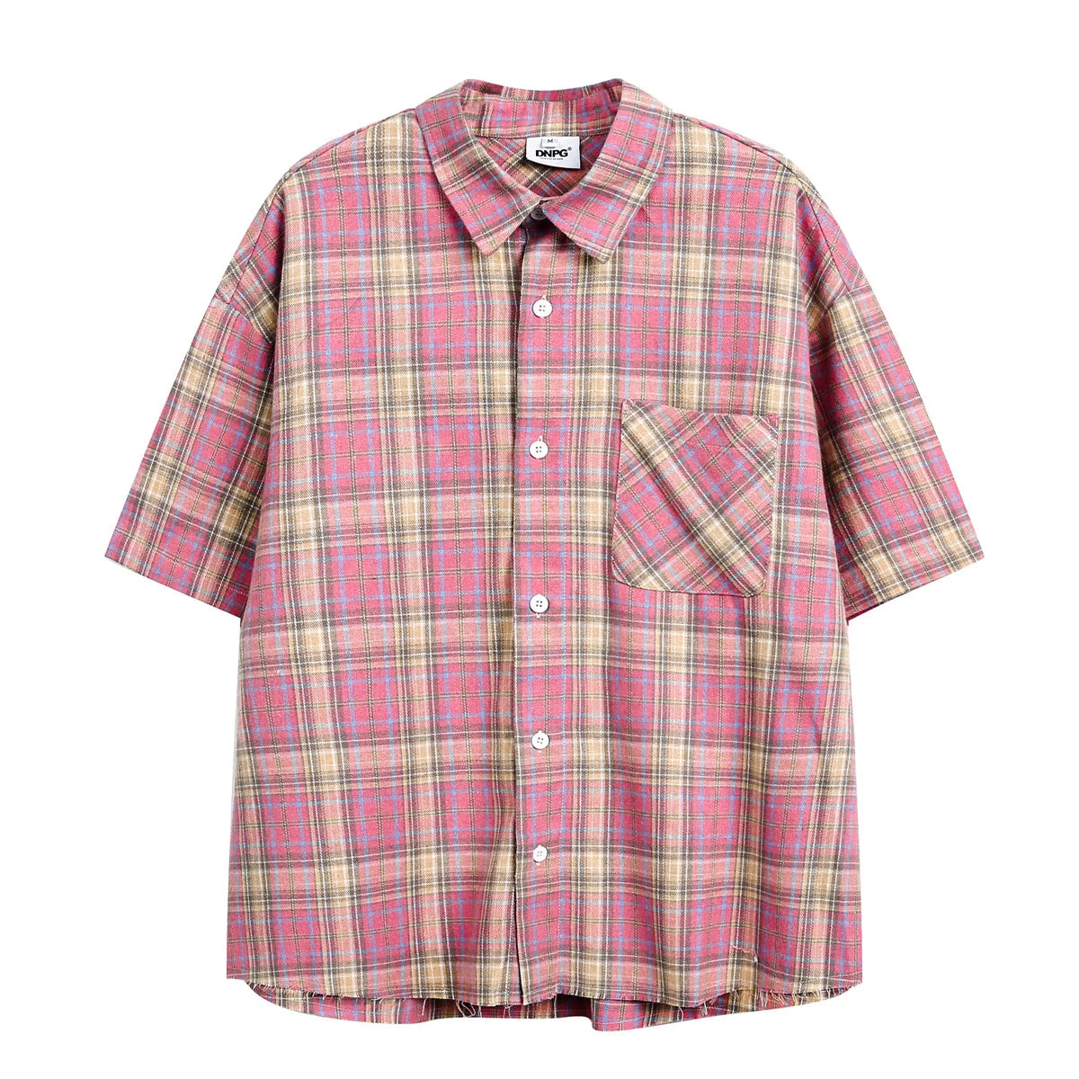 Vintage Style Plaid Short-Sleeved