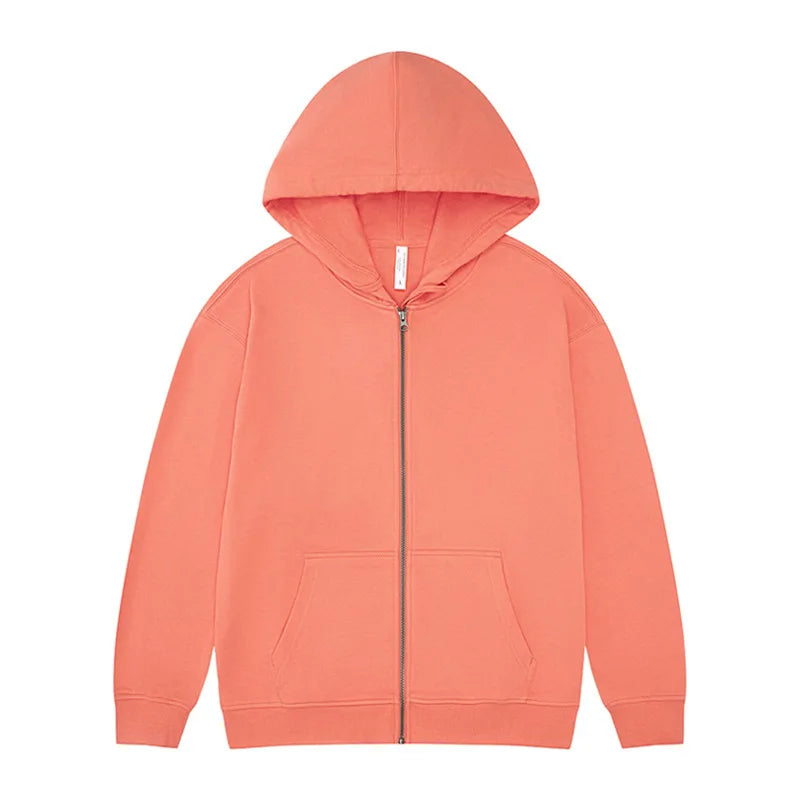 Cotton 330g Terry Hooded Zipper Hoodies