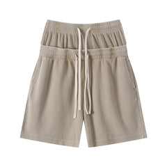 Vintage Washed 235gsm Double Waist Loose Shorts