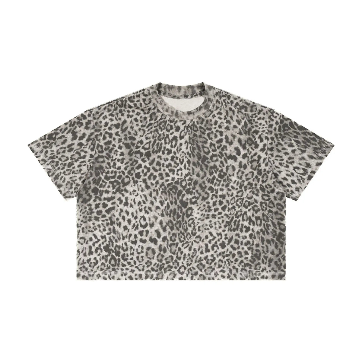 Men Cropped Oversized Leopard Print T-shirt