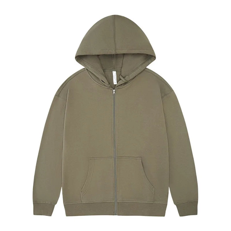 Cotton 330g Terry Hooded Zipper Hoodies