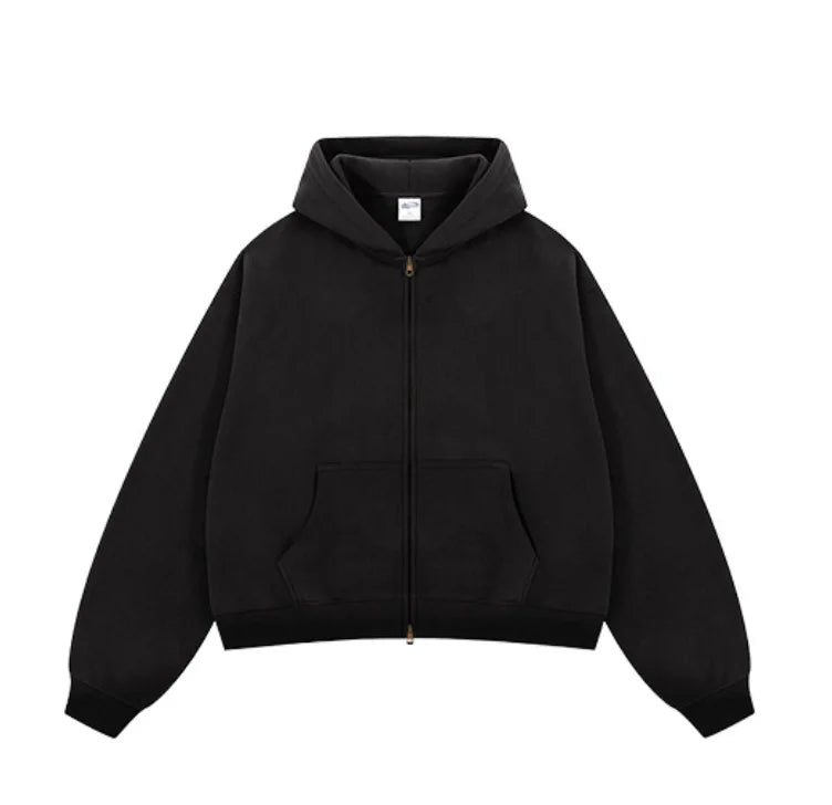 Boxy Fit Solid Color Cropped Hoodies