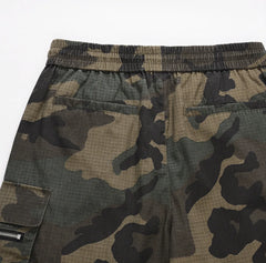 Wide Leg Elastic Waist Camouflage Shorts