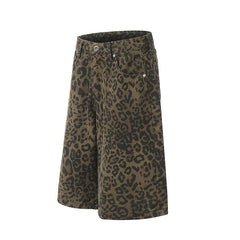 Street Leopard Print Denim Shorts