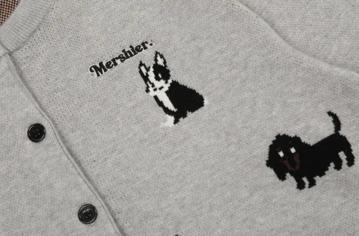 Cropped Sweater Animal PrintJacquard Knit Crew Neck