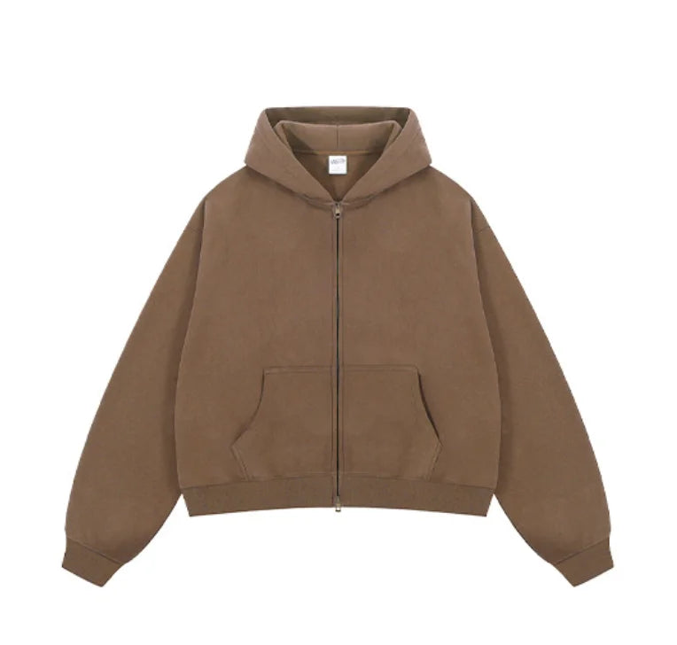 Boxy Fit Solid Color Cropped Hoodies
