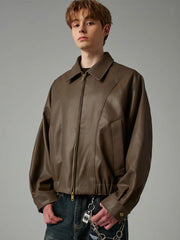 Men's Cleanfit Pu Leather Bomber Jacket