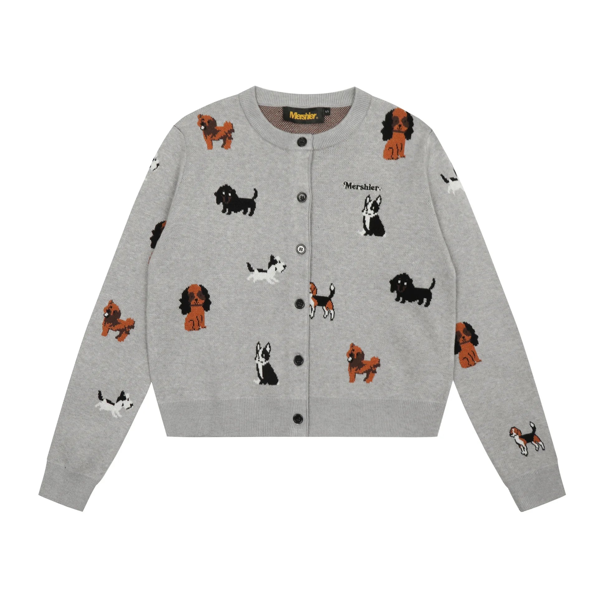 Cropped Sweater Animal PrintJacquard Knit Crew Neck