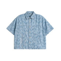 Distressed T Shirts Boxy Fit 230gsm Top Button-Up T-Shirt