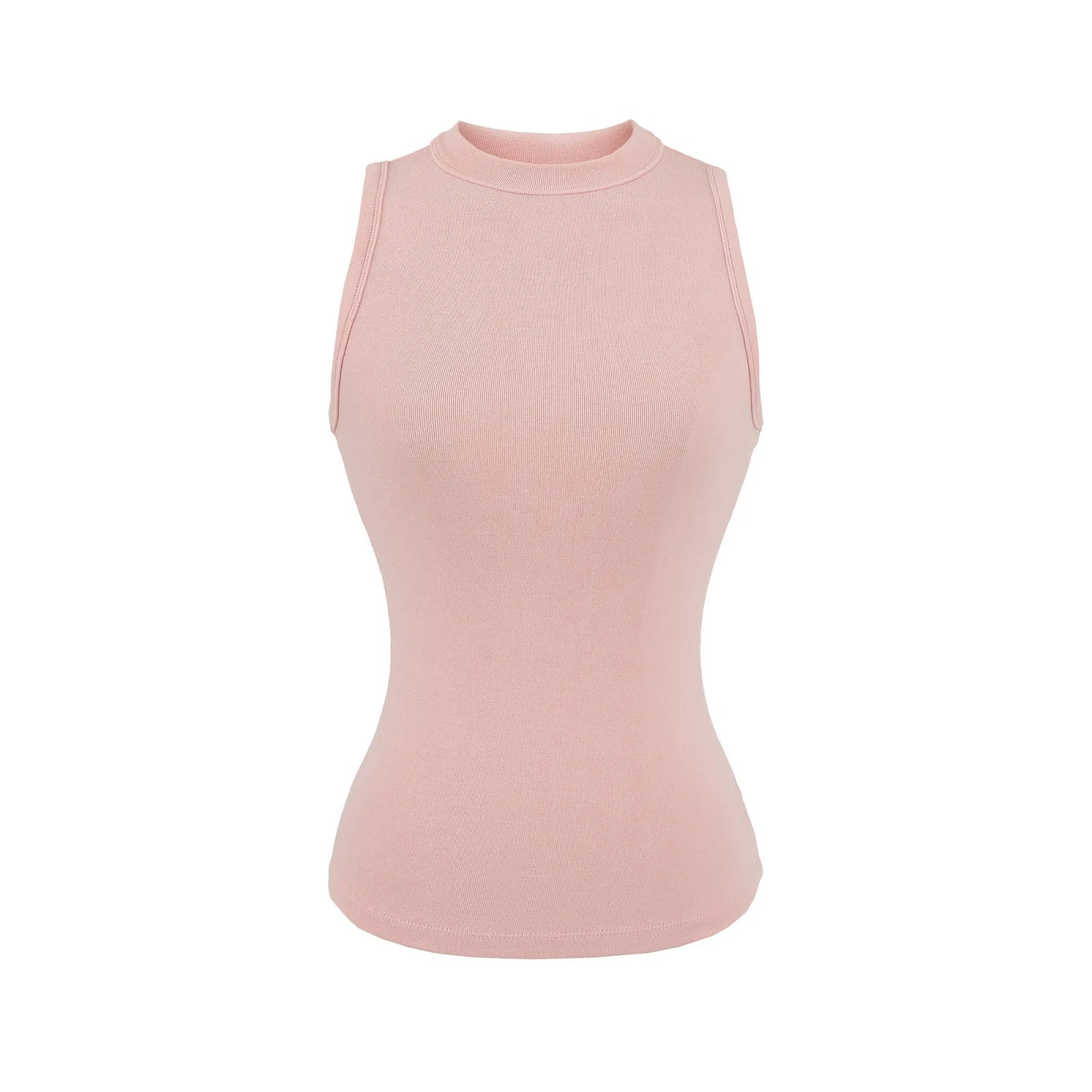 Fashion Ladies Solid Ribbed Sleeveless Women Tank Top