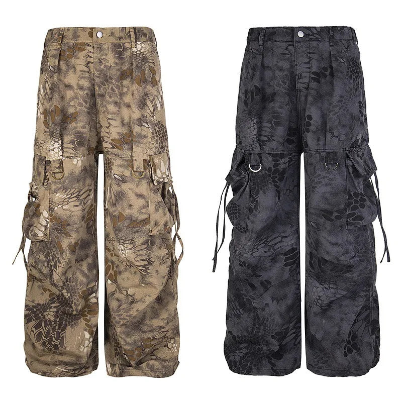 Men's Vintage Baggy Snake Pattern Cargo Pants