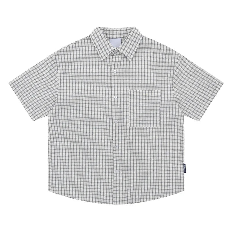 Men's Casual Boxy Plaid Short Sleeve Shirts