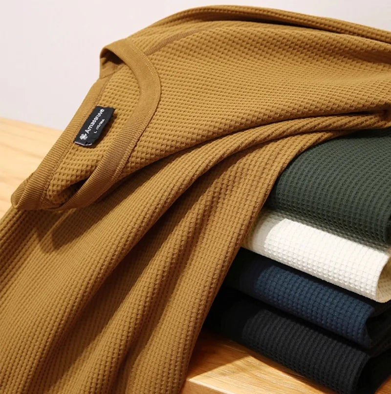 Waffle Knit Long Sleeve Thermal Shirts