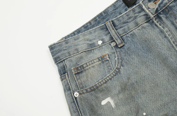 Baggy Flared Splash-Ink Design Jeans