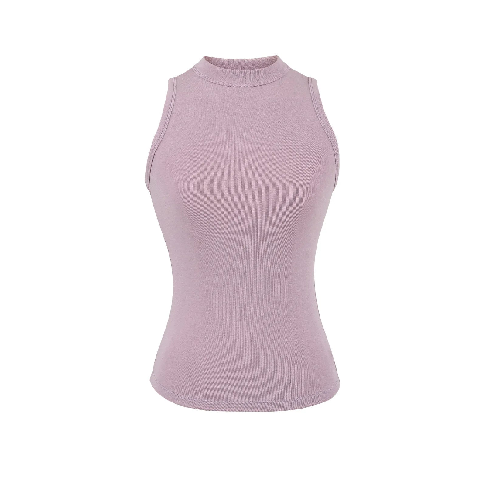 Fashion Ladies Solid Ribbed Sleeveless Women Tank Top