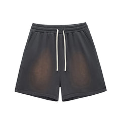 Solid Pattern 350gsm Wide Leg Acid-Wash Baggy Short