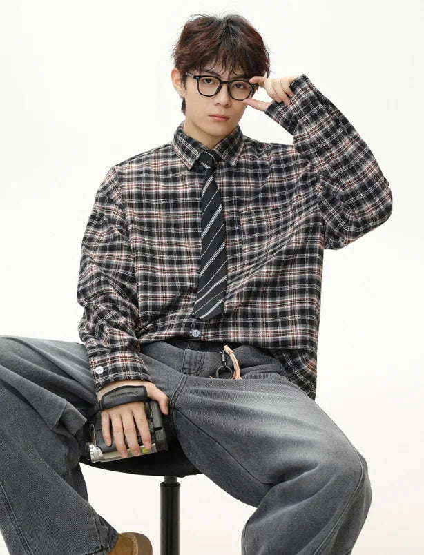 Men's  Plaid Long-Sleeved Shirt