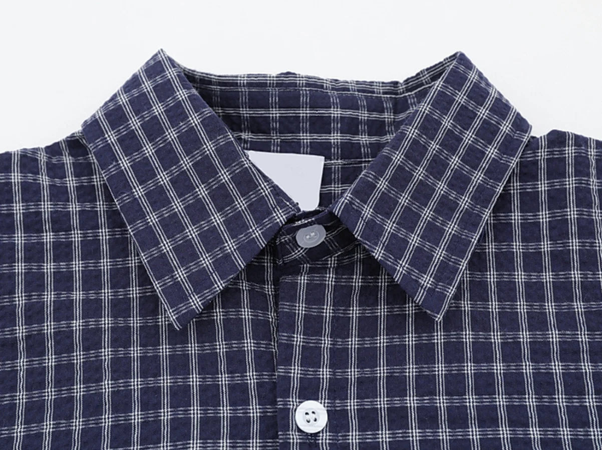 Men's Casual Boxy Plaid Short Sleeve Shirts