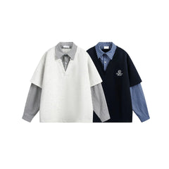 Oversized Polo Shirt Long Sleeve Streetwear