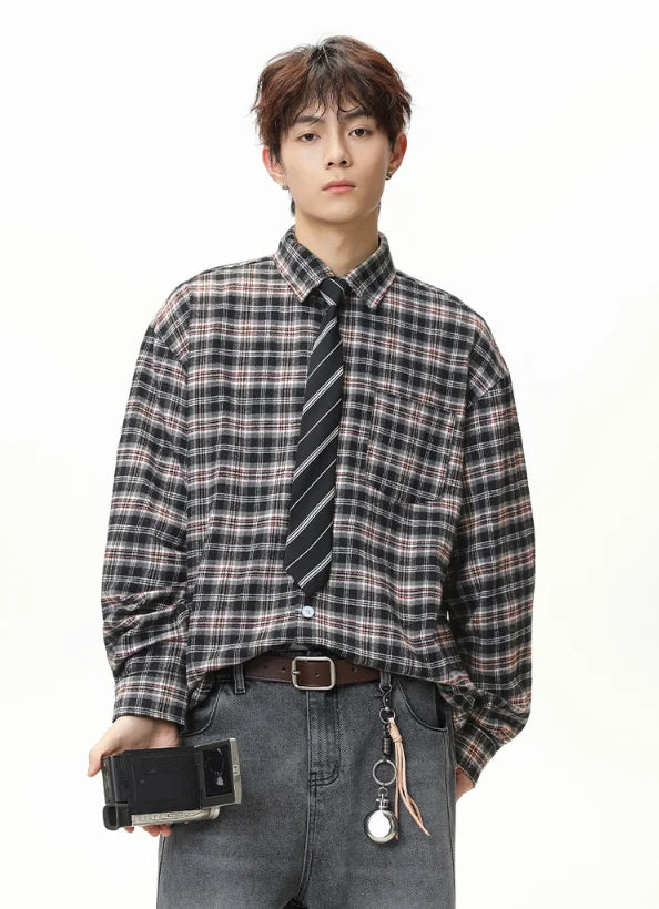 Men's  Plaid Long-Sleeved Shirt