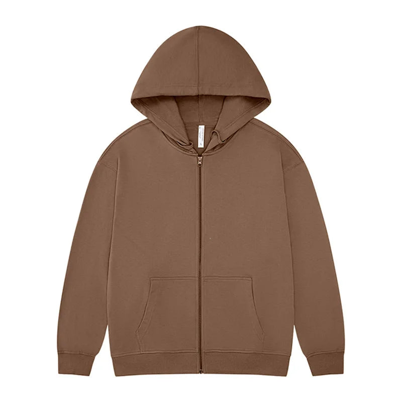 Cotton 330g Terry Hooded Zipper Hoodies