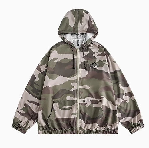Spring New Design Loose Camouflage Hooded Jacket