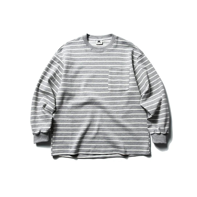 Unisex Loose Striped Long Sleeve Sweatshirts