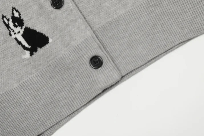 Cropped Sweater Animal PrintJacquard Knit Crew Neck