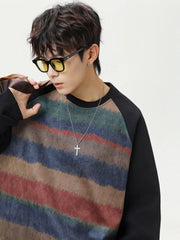 New Unisex American Retro Striped Pullover