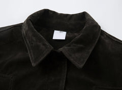 Boxy Fit Suede Deconstructed Jacket