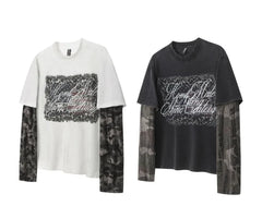 Long Sleeve Double Layer Distressed Sweatshirts