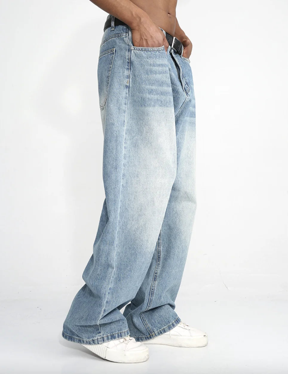Men Baggy Blue Loose Fit Jeans