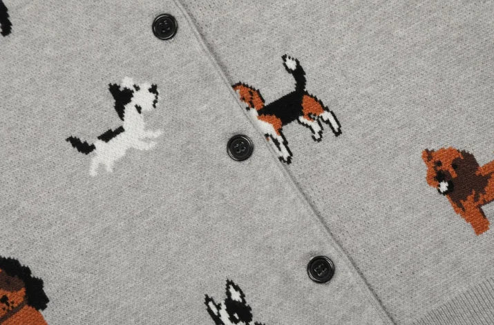 Cropped Sweater Animal PrintJacquard Knit Crew Neck