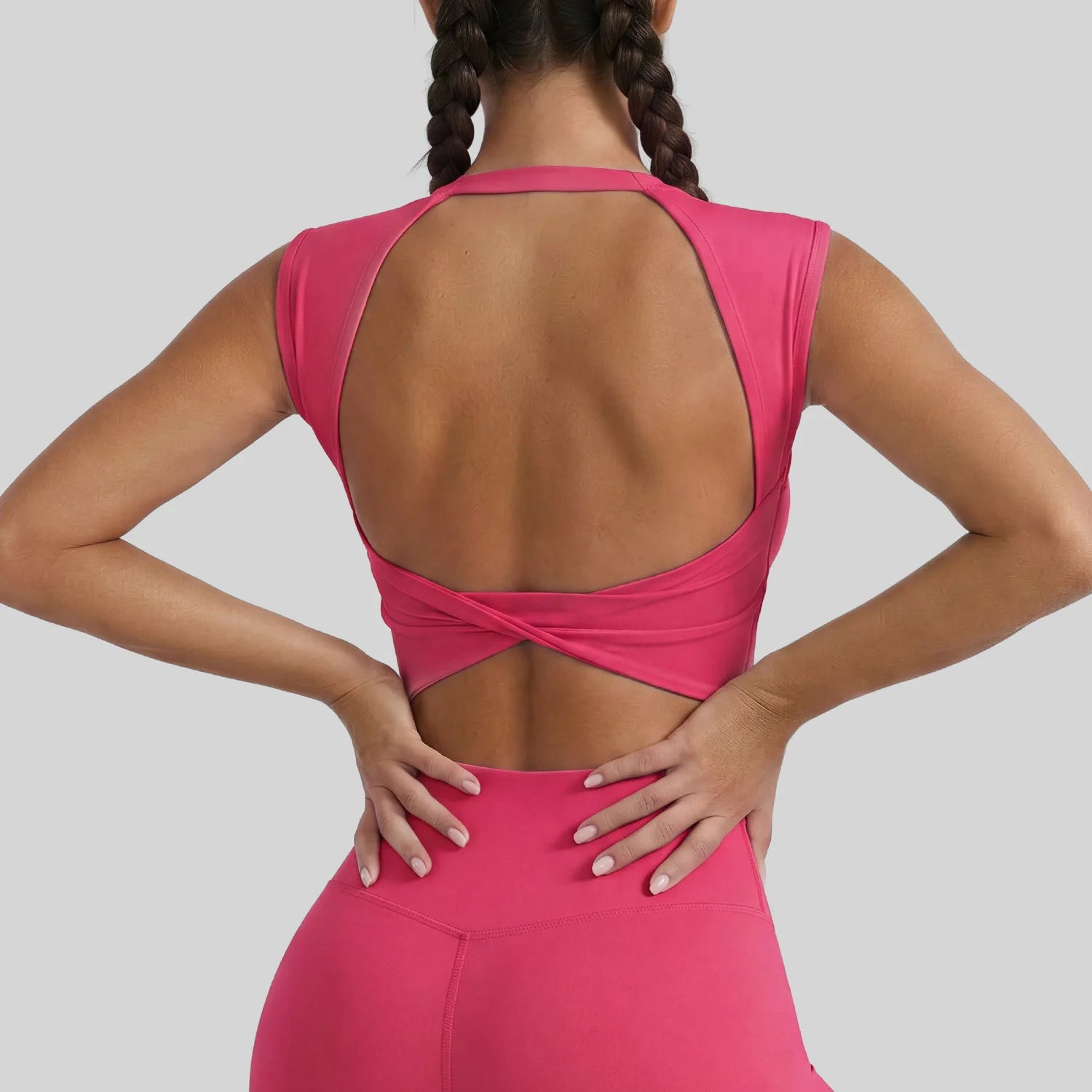 Hollow-Out Knotted Back Detachable Sports Vest