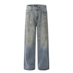 Baggy Flared Splash-Ink Design Jeans