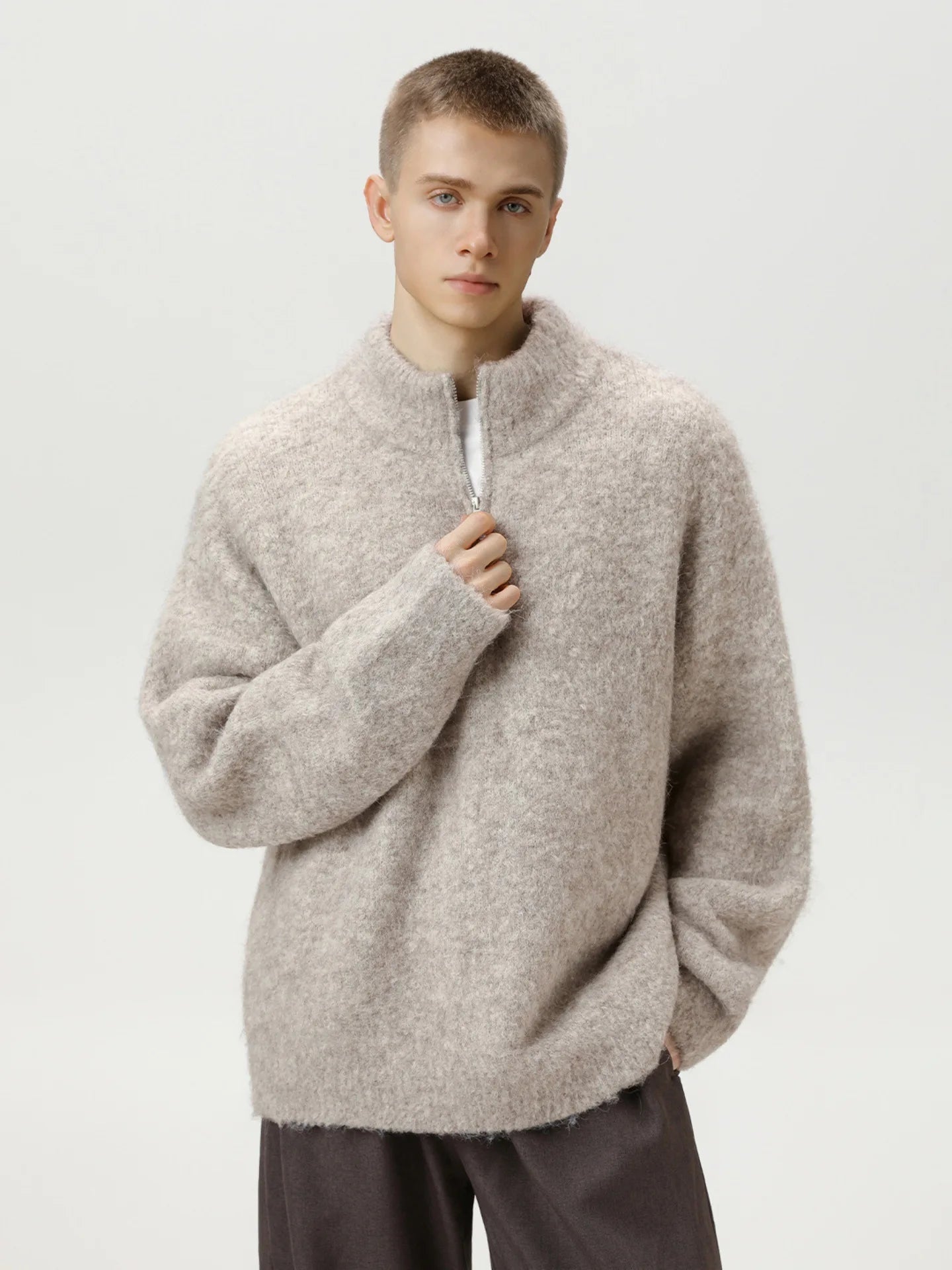 Solid Color Fashion Knitted Sweater