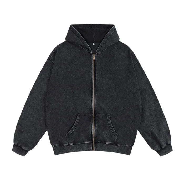 Acid Washed Zipper Hoodie