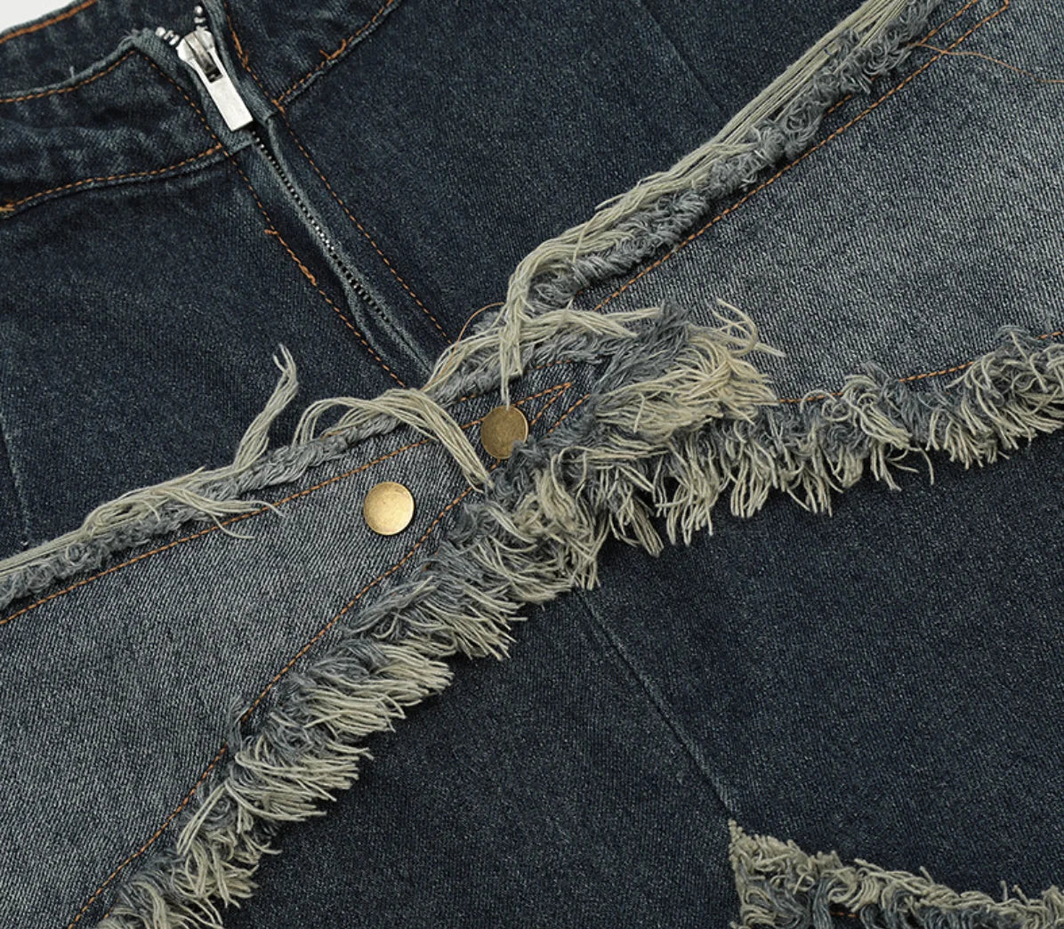 Distressed Star Embroidery Denim Shorts