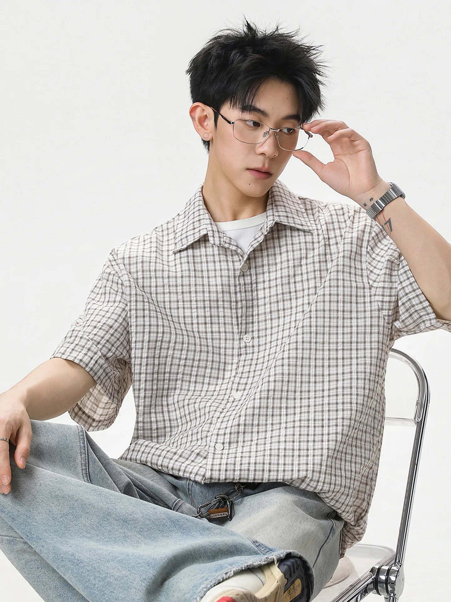 Summer Casual Plaid Button-Up Short Sleeve