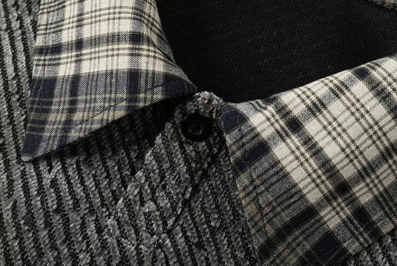 Retro Regular Fit American Style Turn-down Collar Long-Sleeve