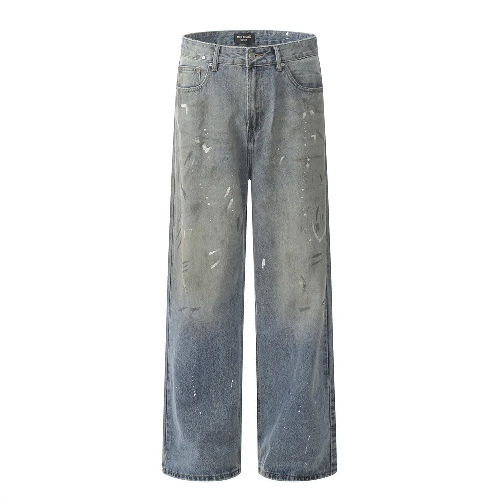 Baggy Flared Splash-Ink Design Jeans