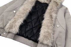 American Style Street Fur Collar Bomber Jacket