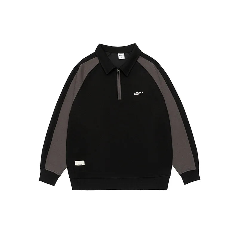 Half Zip Sweatshirt Polo Collar Long Sleeve