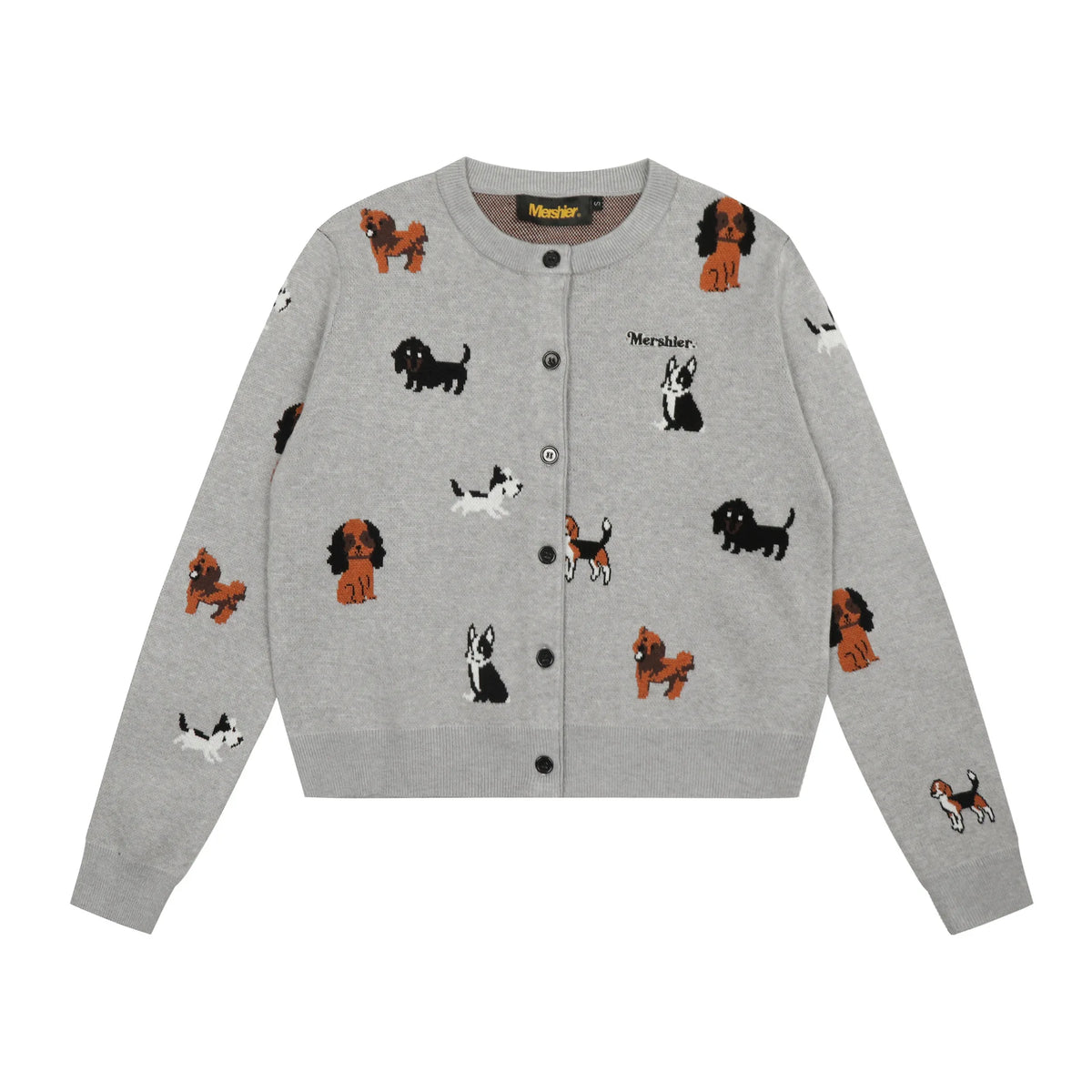 Cropped Sweater Animal PrintJacquard Knit Crew Neck