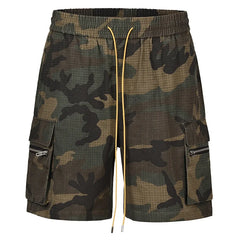Wide Leg Elastic Waist Camouflage Shorts