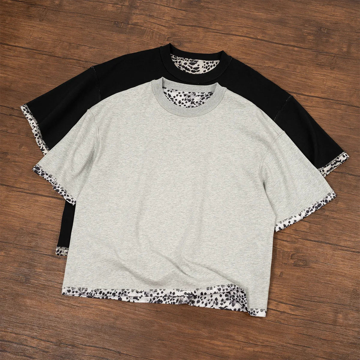 240gsm Double-sided Leopard Print Short-sleeved