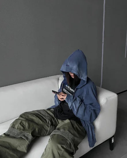 Acid Washed Cropped Hoodies